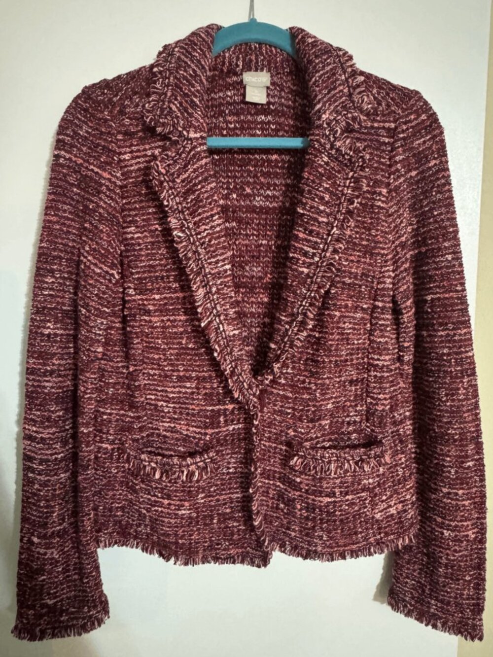Chico's Women's Tweed Jacket US Size 6 Red Marled